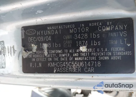 2005 Hyundai Accent Gls из США, поврежденный, VIN KMHCG45C55U614718